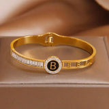 Vintage Stainless Steel Letter B Bracelet For Women