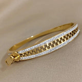 Rhinestone Stainless Steel Zipper Bracelet Bangle