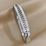 Rhinestone Stainless Steel Zipper Bracelet Bangle
