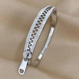 Rhinestone Stainless Steel Zipper Bracelet Bangle