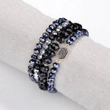 Stone Beaded Charms Oval Druzy Stacked Bracelets