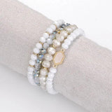 Stone Beaded Charms Oval Druzy Stacked Bracelets