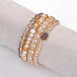 Stone Beaded Charms Oval Druzy Stacked Bracelets