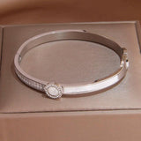 Stainless Steel Crystal Open Bangles for Women