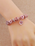 Rose Daisy Bead Pendant Bracelet Crystal Flower DIY Charm Bangle