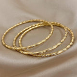3Pcs Twist Thin Cuff Bracelets Stainless Steel Stacked Buddha Jewelry