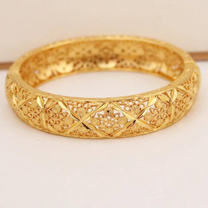 24K Plated African Bangle Charms Bracelet for Women, Dubai Jewelry Mama Bling