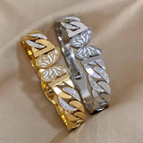 Chunky Stainless Steel Butterfly Bangles Cuban Chain Thick Bracelets