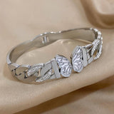 Chunky Stainless Steel Butterfly Bangles Cuban Chain Thick Bracelets
