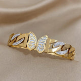 Chunky Stainless Steel Butterfly Bangles Cuban Chain Thick Bracelets