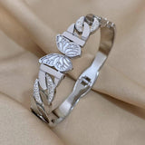 Chunky Stainless Steel Butterfly Bangles Cuban Chain Thick Bracelets