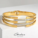Chunky Rhinestone Charm Stainless Steel Bangles for Women