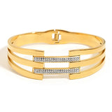Chunky Rhinestone Charm Stainless Steel Bangles for Women