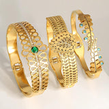 Stainless Steel Teardrop Leaves Bangle Bracelet for Women