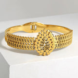 Stainless Steel Teardrop Leaves Bangle Bracelet for Women