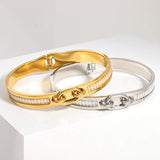 Stainless Steel CZ Charm Bangle Bracelet Waterproof Jewelry