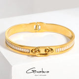 Stainless Steel CZ Charm Bangle Bracelet Waterproof Jewelry