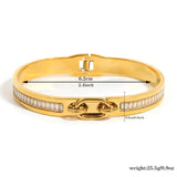 Stainless Steel CZ Charm Bangle Bracelet Waterproof Jewelry