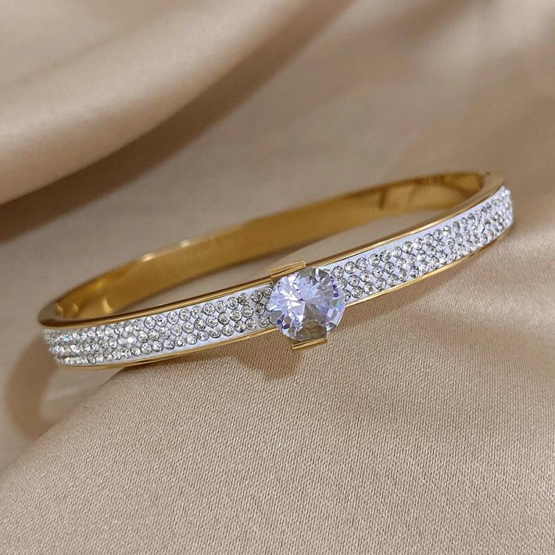 Titanium Steel Zircon Inlay Bracelet Bangle for Women