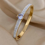 Titanium Steel Zircon Inlay Bracelet Bangle for Women