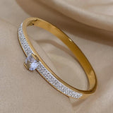 Titanium Steel Zircon Inlay Bracelet Bangle for Women