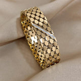 Chunky Metal Geometric Charm Wide Stainless Steel Bangles Bracelets
