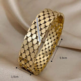 Chunky Metal Geometric Charm Wide Stainless Steel Bangles Bracelets
