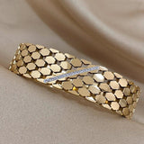 Chunky Metal Geometric Charm Wide Stainless Steel Bangles Bracelets
