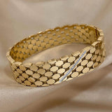 Chunky Metal Geometric Charm Wide Stainless Steel Bangles Bracelets