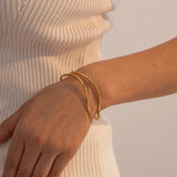 Youthway Minimalist Double Layer Bracelet 18K Plated Stainless Steel Wave Charm