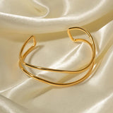 Youthway Minimalist Double Layer Bracelet 18K Plated Stainless Steel Wave Charm