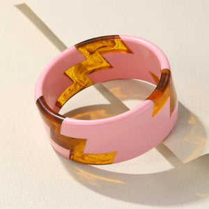 Vintage Colorful Resin Cuff Bangle for Women Wide Geometric Bracelet