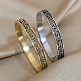 Hollow Leaves Stainless Steel Bangle Bracelet Silver Cuff Charm Jewelry