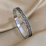 Hollow Leaves Stainless Steel Bangle Bracelet Silver Cuff Charm Jewelry