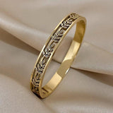 Hollow Leaves Stainless Steel Bangle Bracelet Silver Cuff Charm Jewelry