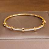 Stainless Steel Crystal Charm Bracelet Women Geometric Wrist Jewelry Gift