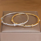 Stainless Steel Crystal Charm Bracelet Women Geometric Wrist Jewelry Gift