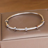 Stainless Steel Crystal Charm Bracelet Women Geometric Wrist Jewelry Gift