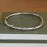 Stainless Steel Crystal Charm Bracelet Women Geometric Wrist Jewelry Gift