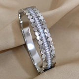 Stainless Steel Bangle Bracelet Zircon Cuff Gold-Plate Friendship Jewelry