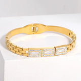 Shell Rhinestone Charm Steel Bangles Waterproof Jewelry
