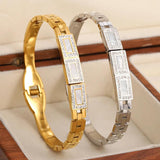 Shell Rhinestone Charm Steel Bangles Waterproof Jewelry
