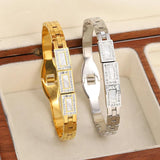 Shell Rhinestone Charm Steel Bangles Waterproof Jewelry