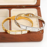 Shell Rhinestone Charm Steel Bangles Waterproof Jewelry