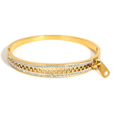 Heart Charm Bracelet Stainless Steel Zircon Rhinestone Bangle