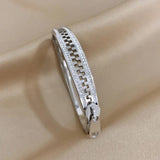 Heart Charm Bracelet Stainless Steel Zircon Rhinestone Bangle