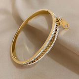Heart Charm Bracelet Stainless Steel Zircon Rhinestone Bangle