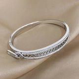 Heart Charm Bracelet Stainless Steel Zircon Rhinestone Bangle