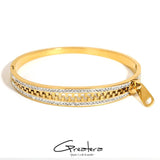 Heart Charm Bracelet Stainless Steel Zircon Rhinestone Bangle
