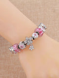 Romantic Cherry Flower Charm Bracelet for Women DIY Plant Bead Jewelry Gift